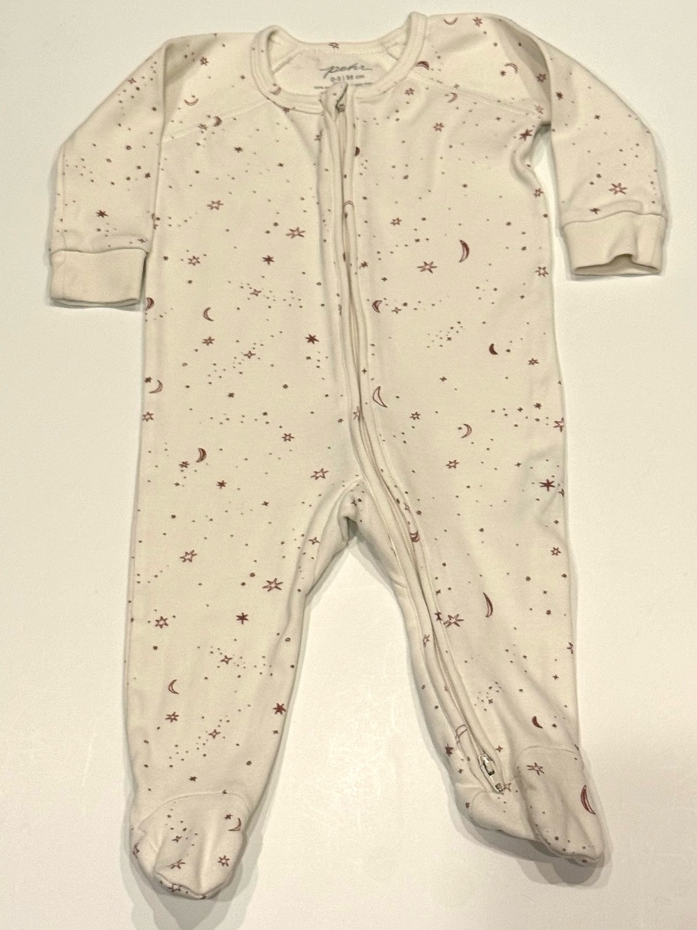 Pehr Organic Cotton Footed Sleeper 0-3 Months Moon & Stars Double Zip Pajamas